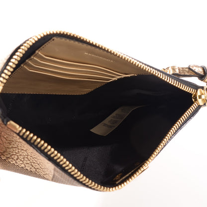 Burberry Metallic Signature Grain Calfskin Check Embossed Peyton Crossbody Clutch Bag Gold 5 of 12