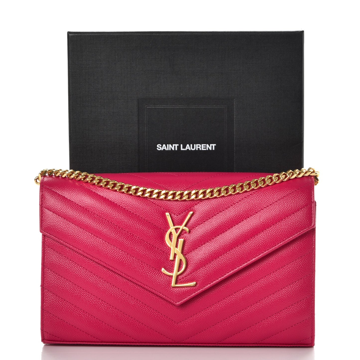 Grain De Poudre Matelasse Chevron Monogram Chain Wallet Bubblegum