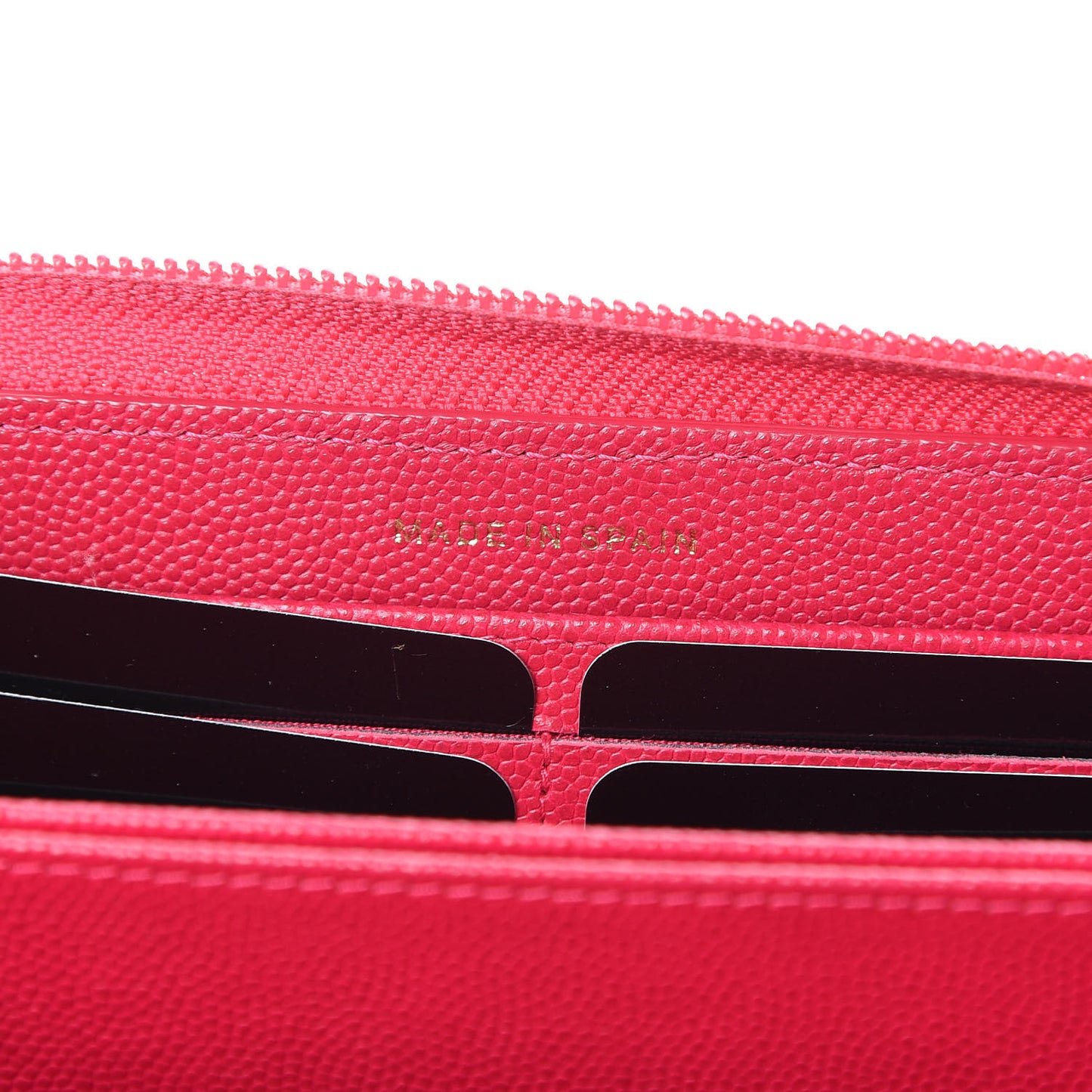 Caviar Quilted Large Boy Zip Around Wallet Fuchsia