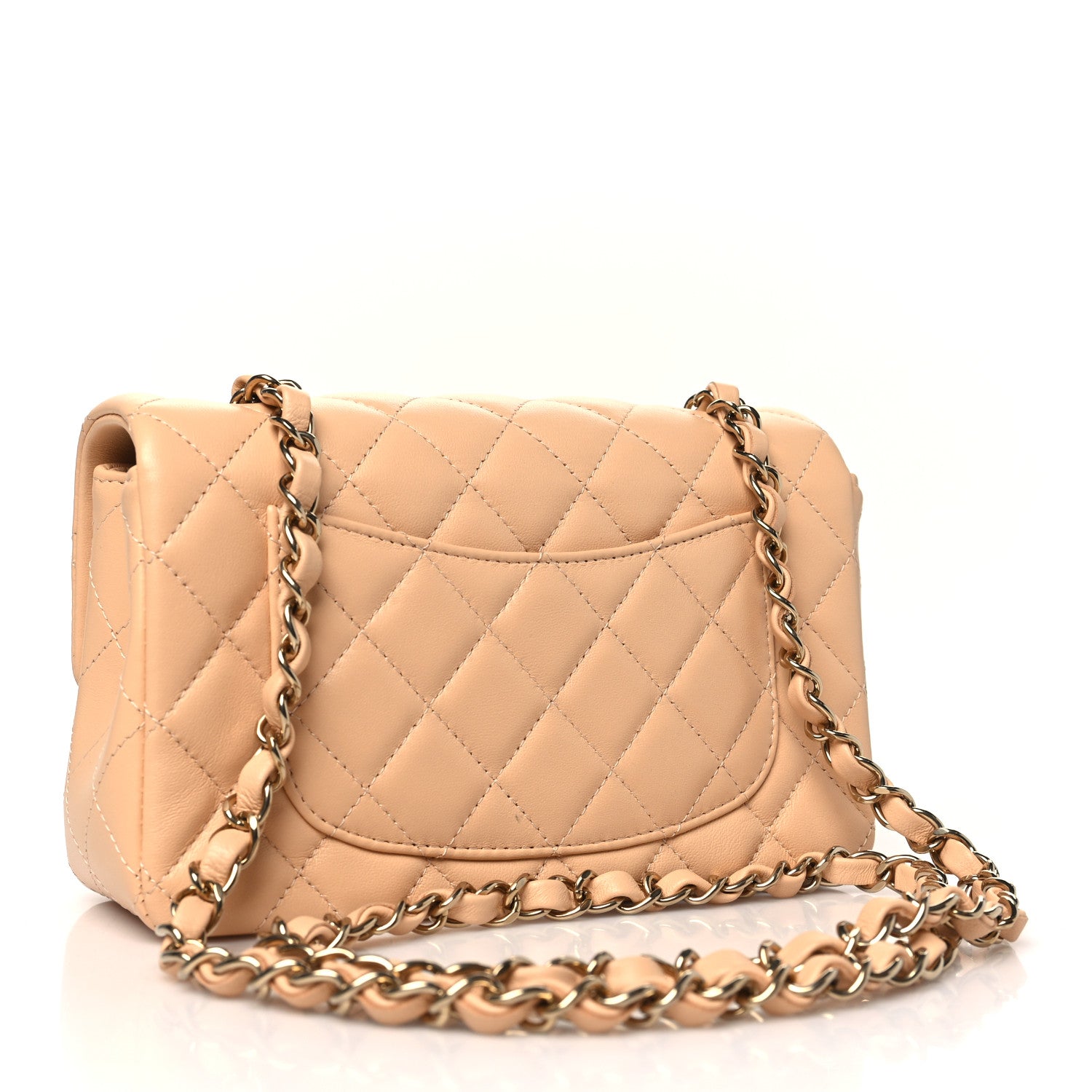 Chanel Lambskin Quilted Mini Rectangular Flap Beige 3 of 12