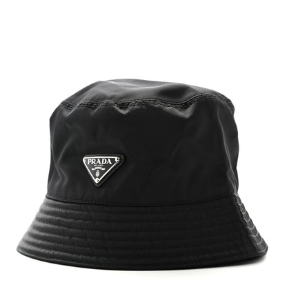 Prada Re-Nylon Metal Triangle Logo Womens Bucket Hat M Black 1 of 7