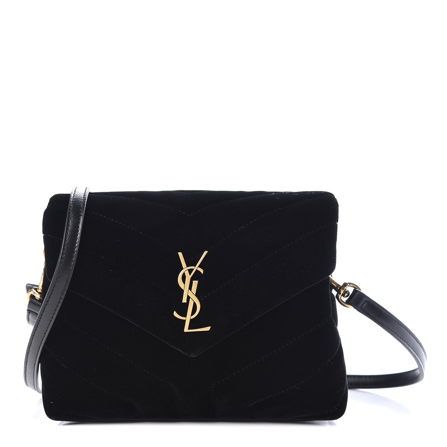 Velvet Y Quilted Monogram Toy Loulou Crossbody Bag Black
