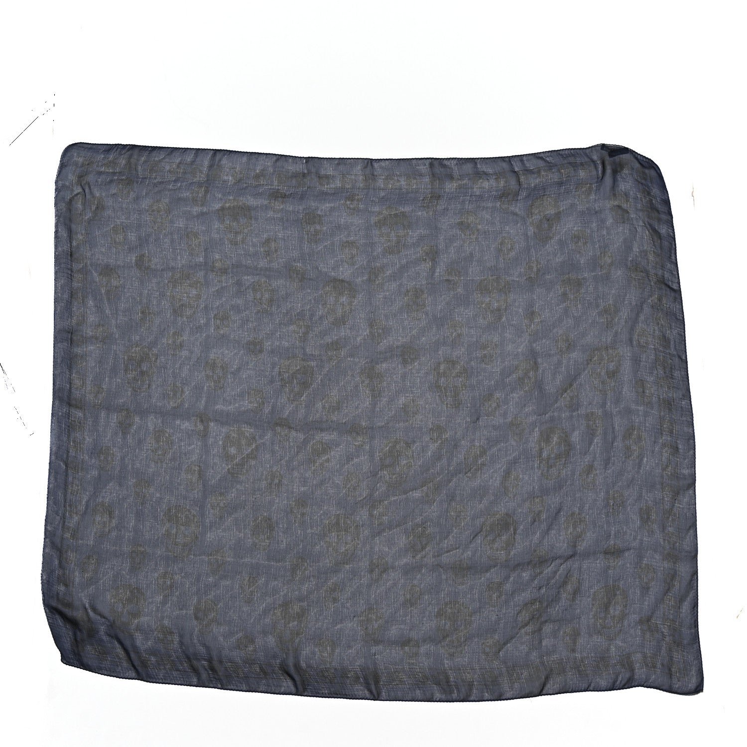 Alexander McQueen Silk Chiffon Skull Scarf Blue Black 1 of 3