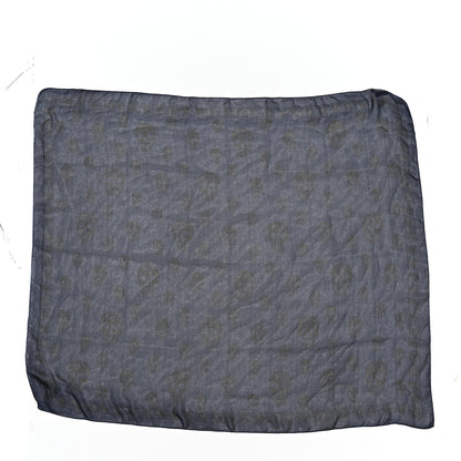 Alexander McQueen Silk Chiffon Skull Scarf Blue Black 1 of 3