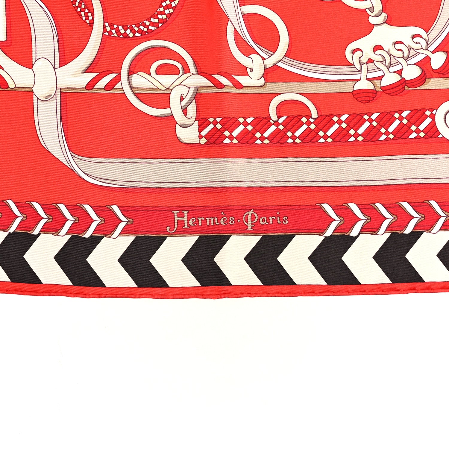 Hermes Silk Panoplie Equestre Scarf 90 Rouge Creme Ebene 3 of 5
