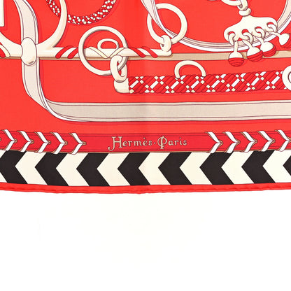 Hermes Silk Panoplie Equestre Scarf 90 Rouge Creme Ebene 3 of 5