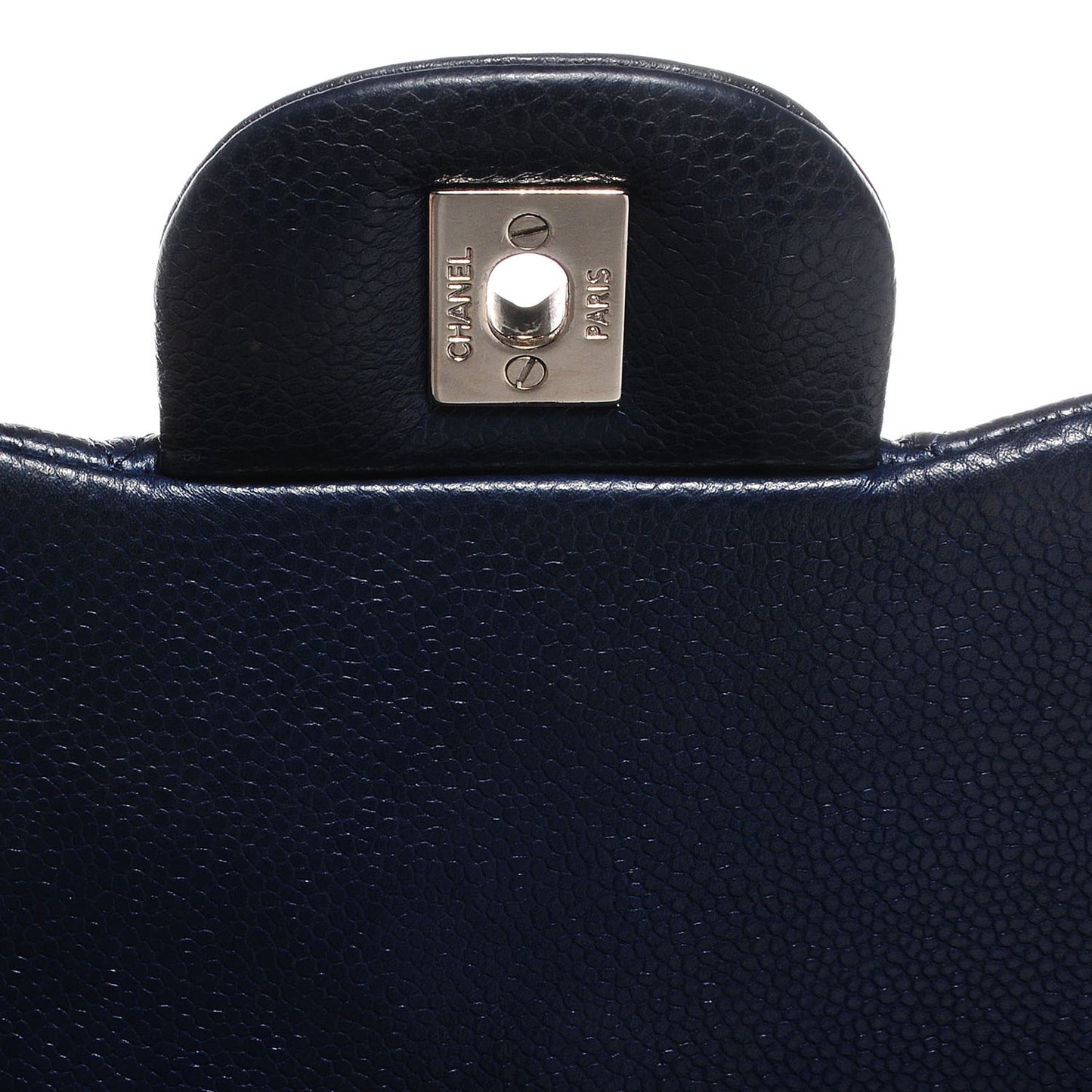 Caviar Quilted Jumbo Double Flap Navy Blue