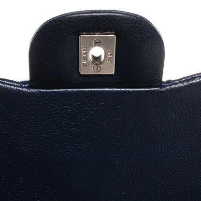 Chanel Caviar Quilted Jumbo Double Flap Navy Blue 6 of 9