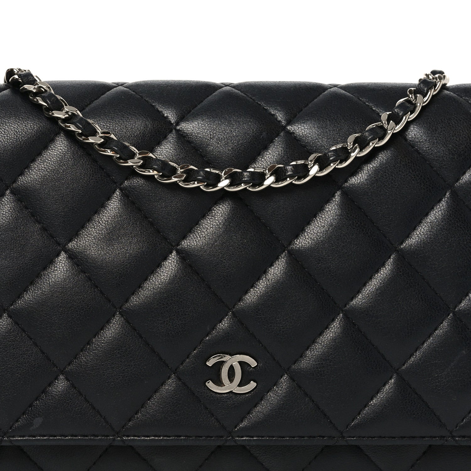 Chanel Lambskin Quilted Wallet On Chain WOC Black 9 of 12