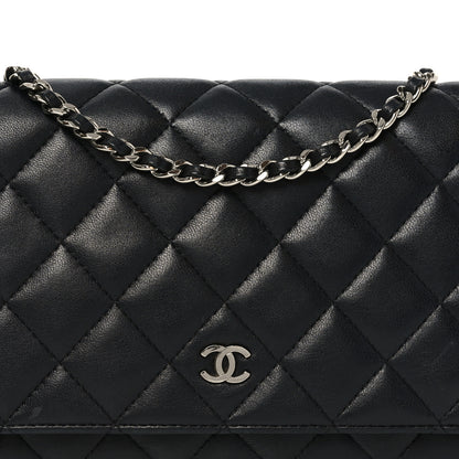 Chanel Lambskin Quilted Wallet On Chain WOC Black 9 of 12