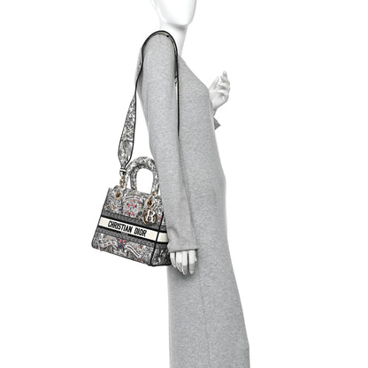 Christian Dior Canvas Around the World Embroidered Medium Lady D-Lite White Multicolor 2 of 11