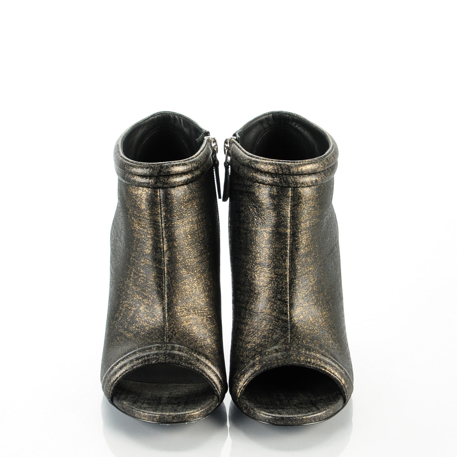 Chanel Fantasy Lambskin Peep Toe Short Boots 38 Black Gold 2 of 9