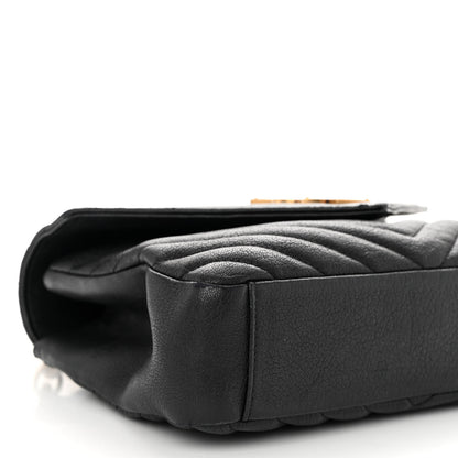 Saint Laurent Sheepskin Matelasse Chevron Monogram Medium College Bag Black 9 of 10