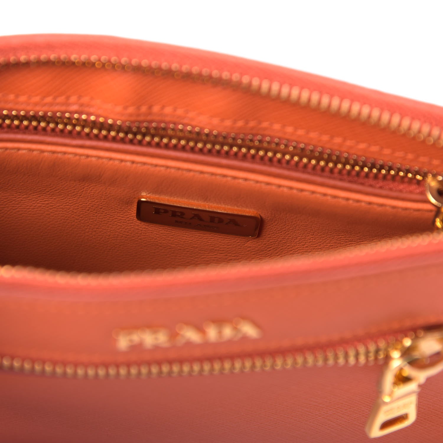 Prada Saffiano Lux Zip Crossbody Bag Papaya 6 of 9