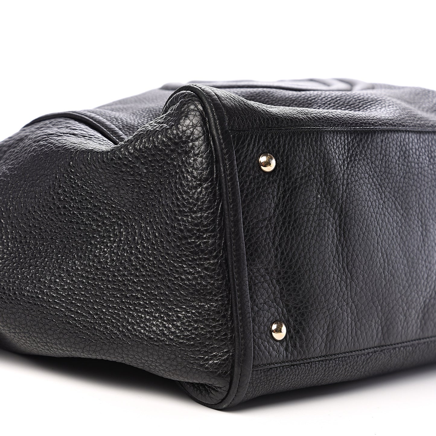 Pebbled Calfskin Large Soho Shoulder Bag Black