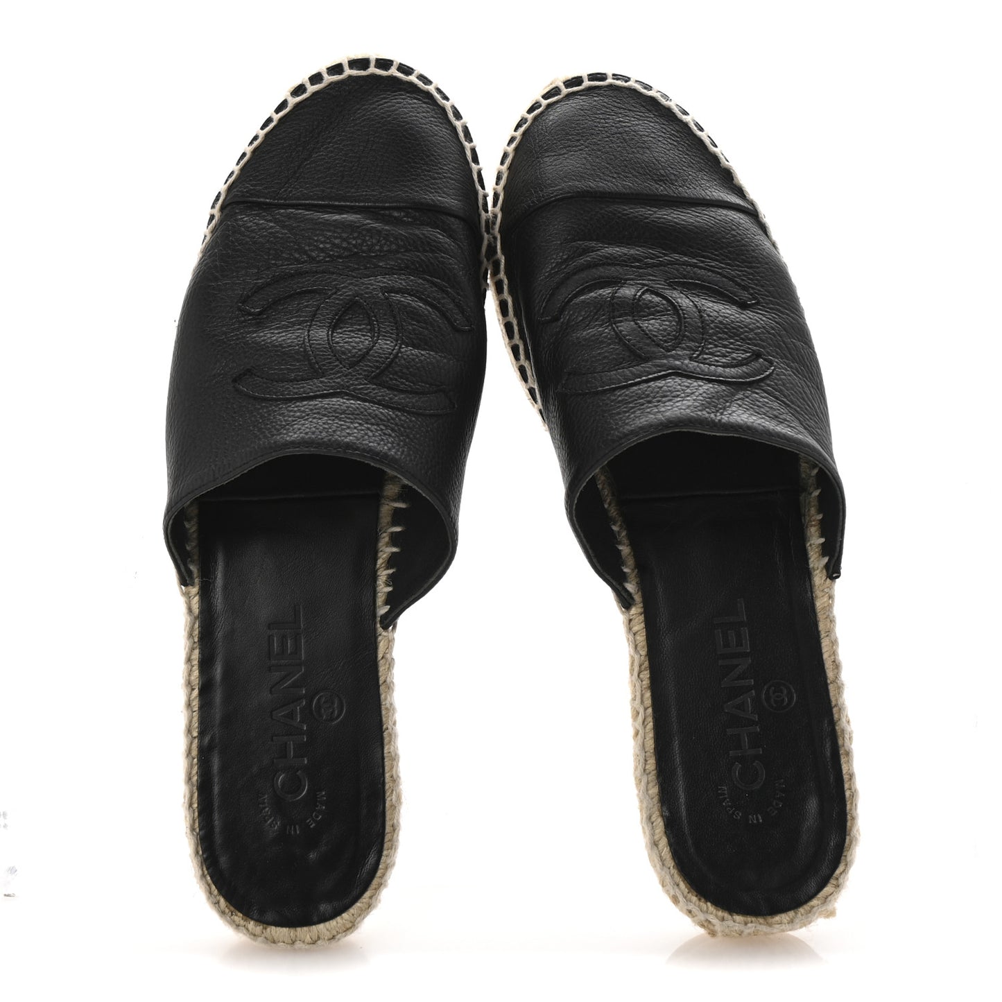 Calfskin CC Espadrille Mules 39 Black