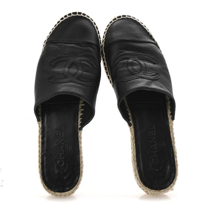 Chanel Calfskin CC Espadrille Mules 39 Black 2 of 12