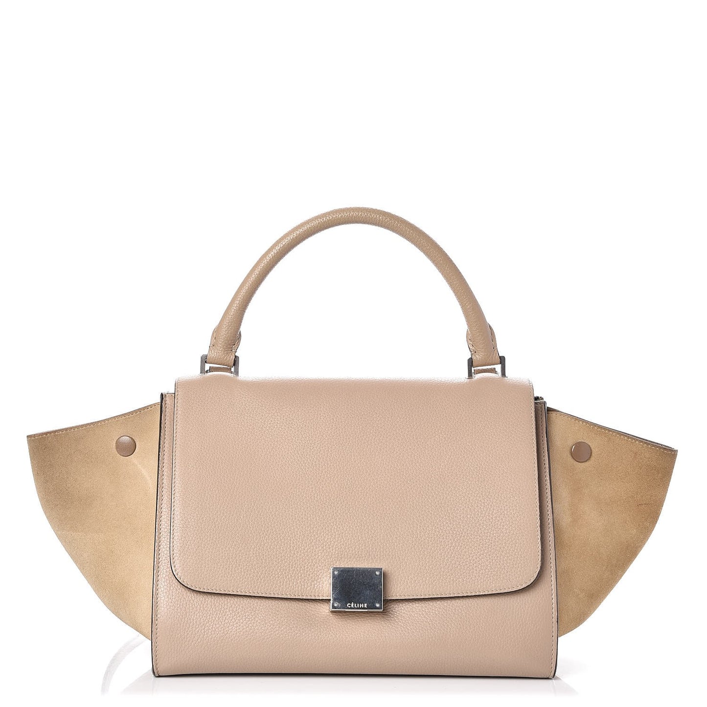 Drummed Calfskin Suede Small Trapeze Dune