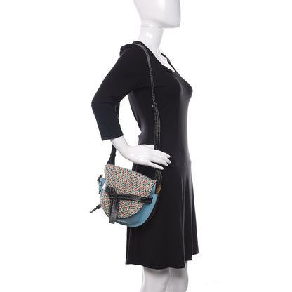 Loewe Calfskin Woven Raffia Small Gate Crossbody Bag Light Blue 2 of 9