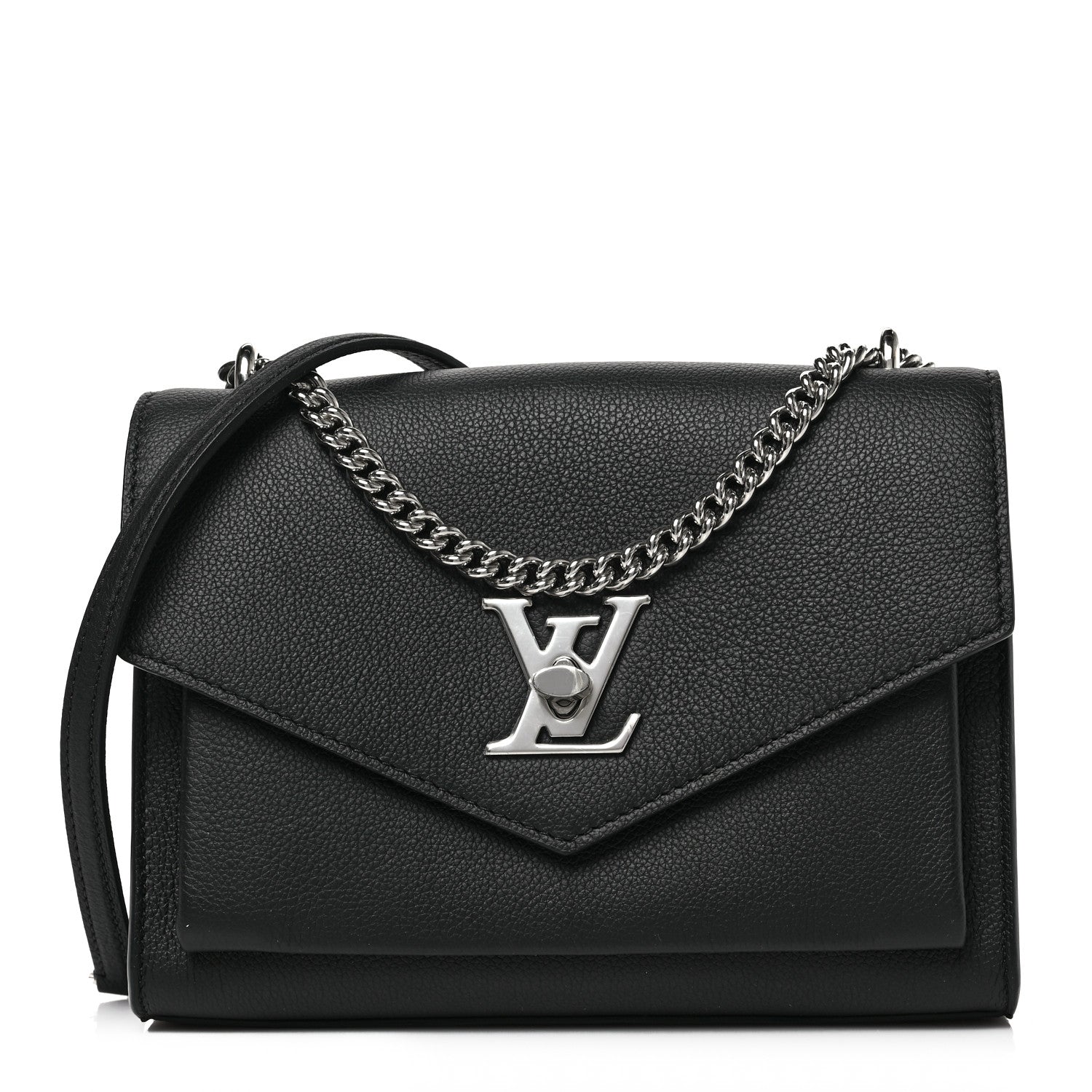 Louis Vuitton Soft Calfskin Mylockme Chain Bag BB Black 1 of 8