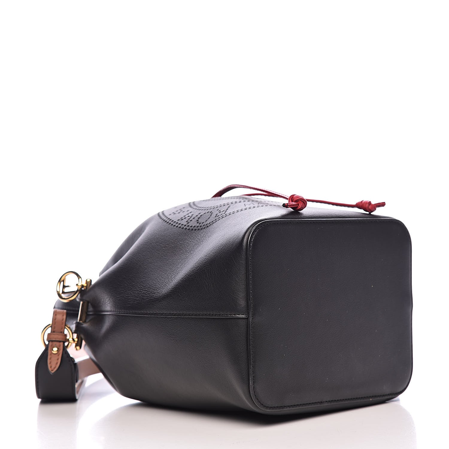 Fendi Vitello Grace F is Fendi Stamp Patch Perforated Small Mon Tresor Bucket Bag Black 5 of 11