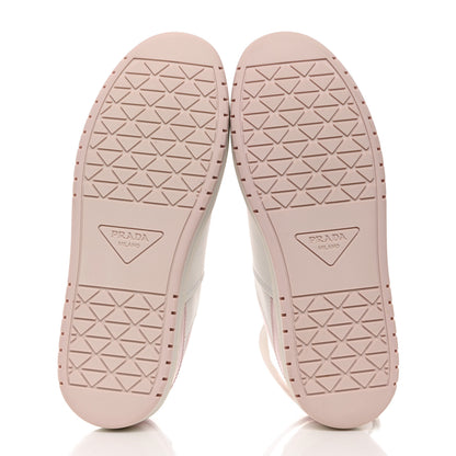 Prada Vitello Sport Spazzolato Rois Triangle Logo Womens Downtown Low Top Sneakers 37 White Alabastro 5 of 8