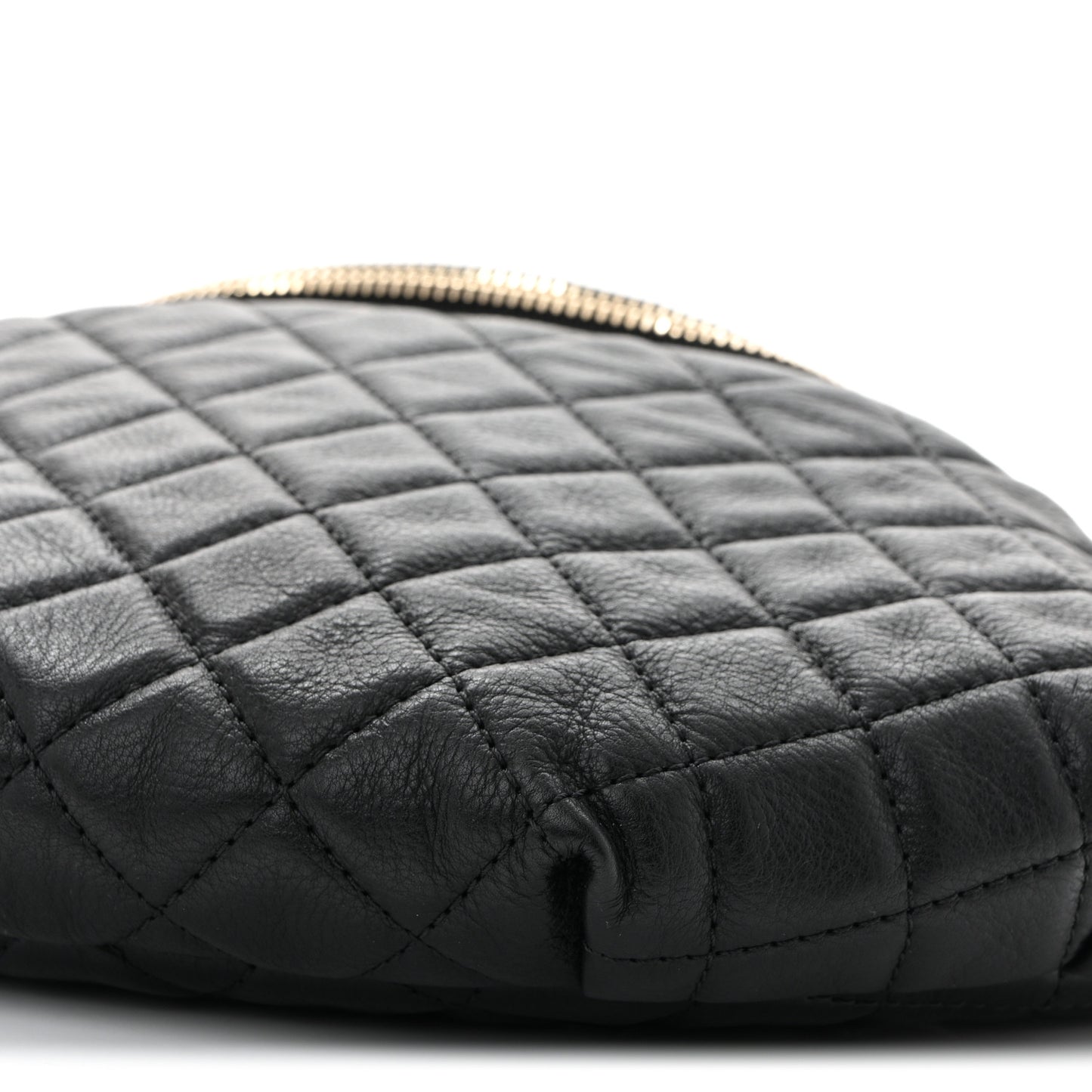 Calfskin Quilted Banane Waist Bag Fanny Pack Black