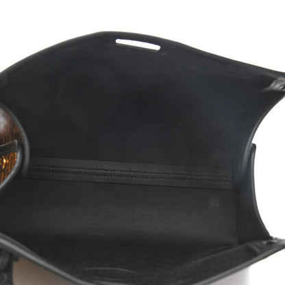 Fendi Glazed Fabric Vitello Century FF 1974 Stamp Patch Mini Peekaboo Defender Cover Mogano Panna Black 5 of 7