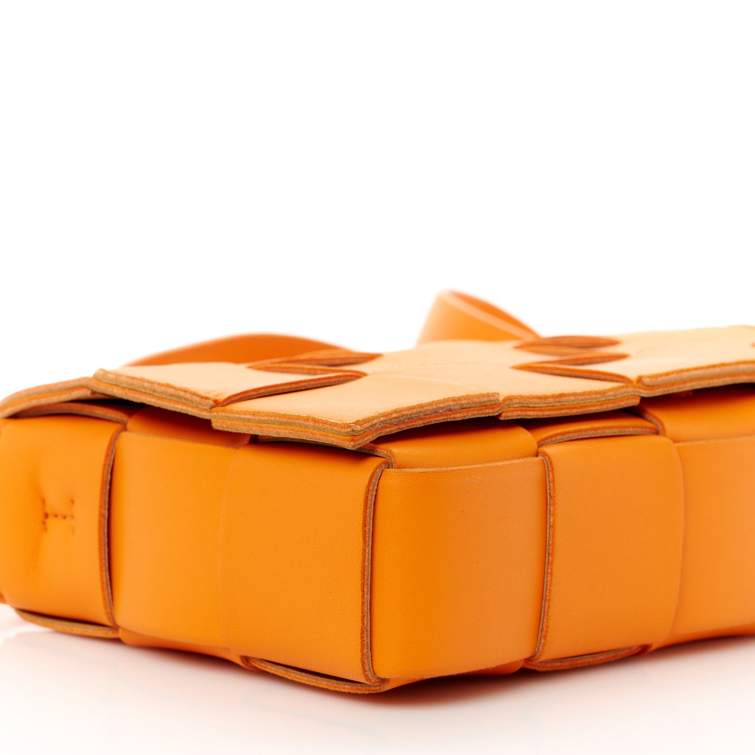 Bottega Veneta Lambskin Maxi Intrecciato Cassette Crossbody Bag Tangerine 10 of 11