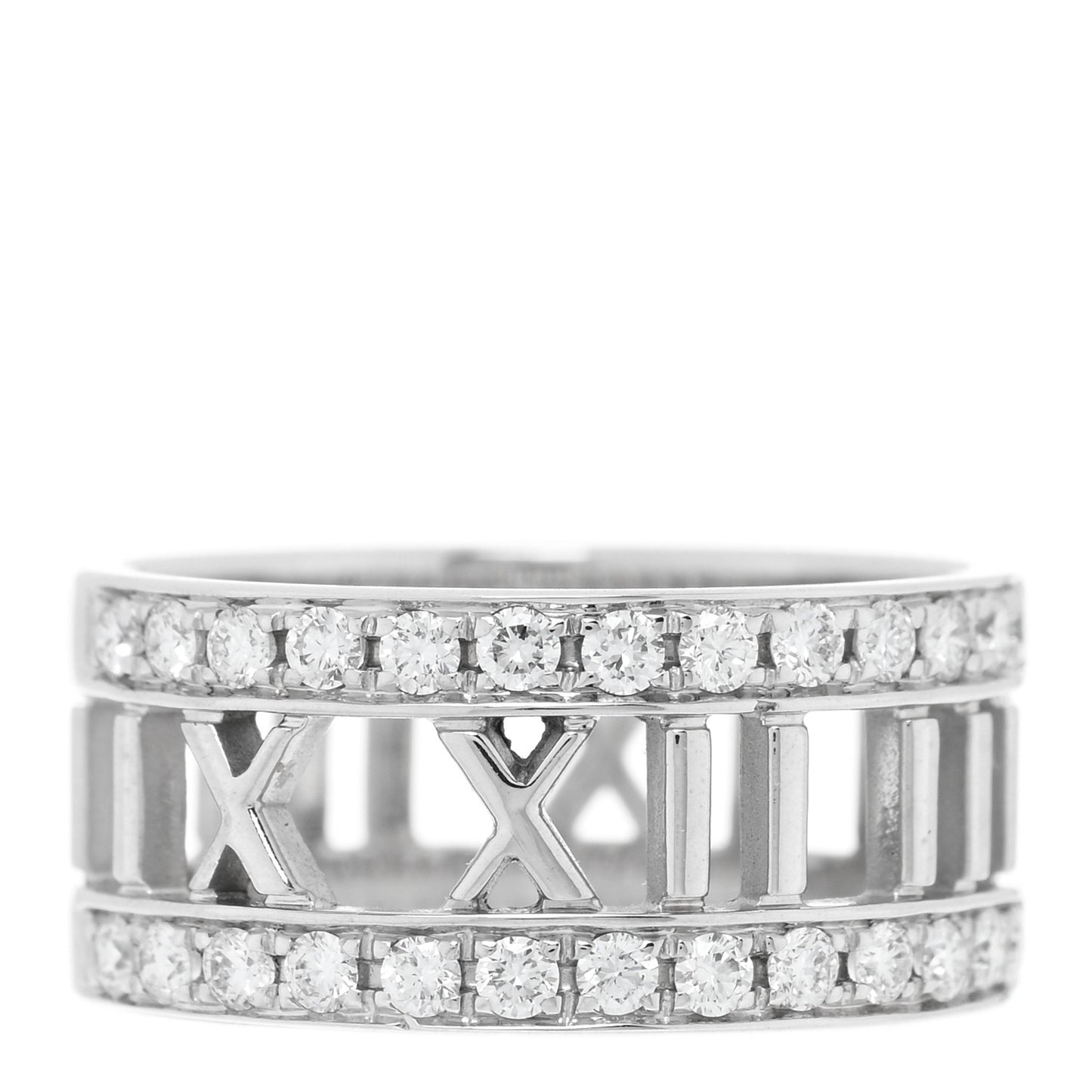 18K White Gold Diamond Wide Atlas Open Ring 52 6