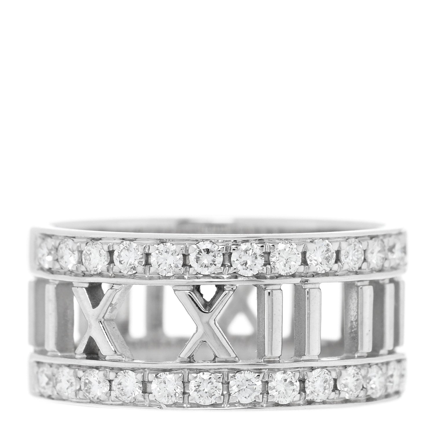 Tiffany 18K White Gold Diamond Wide Atlas Open Ring 52 6 1 of 5