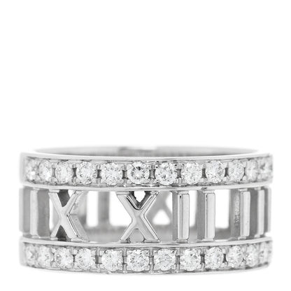 Tiffany 18K White Gold Diamond Wide Atlas Open Ring 52 6 1 of 5