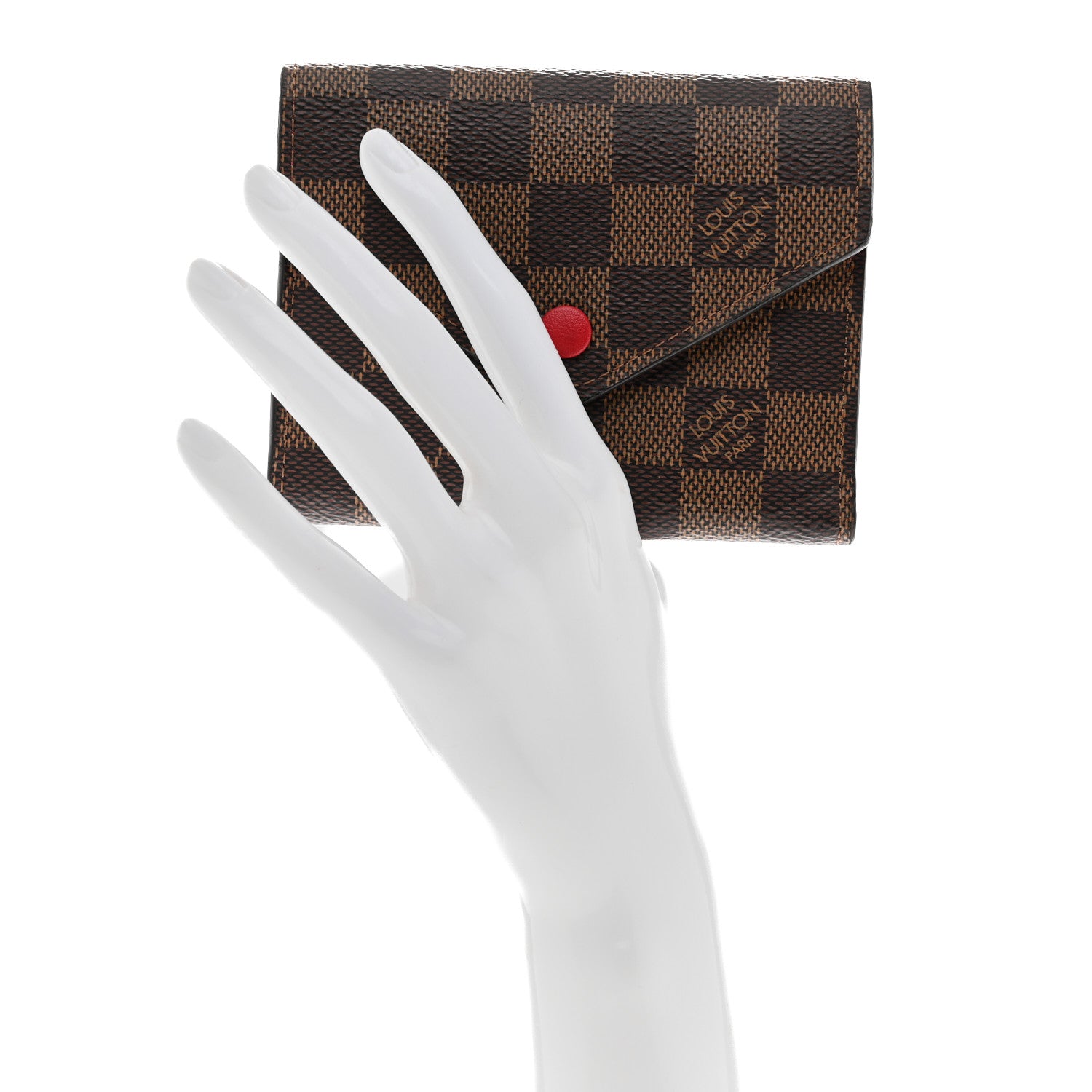 Louis Vuitton Damier Ebene Victorine Wallet Red 2 of 8
