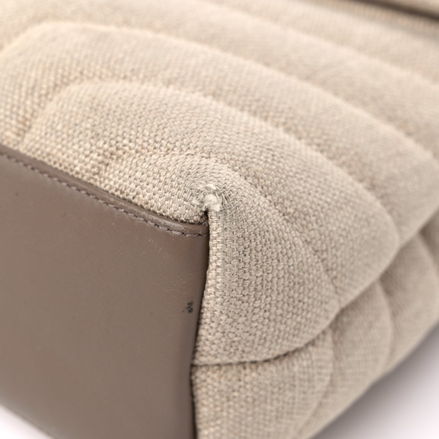 Linen Y Quilted Monogram Small Loulou Chain Satchel Natural Taupe