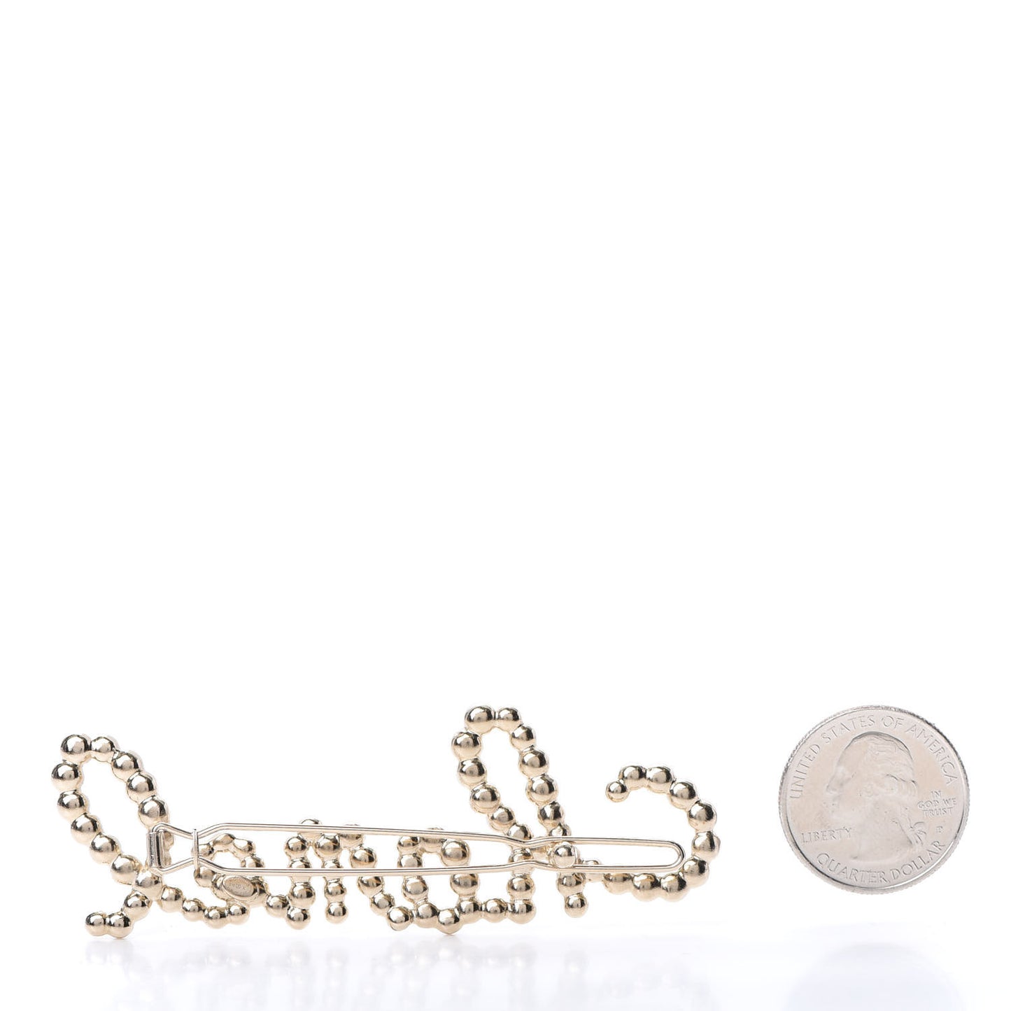 Metal Glass Swirling Pearls Hair Clip Gold
