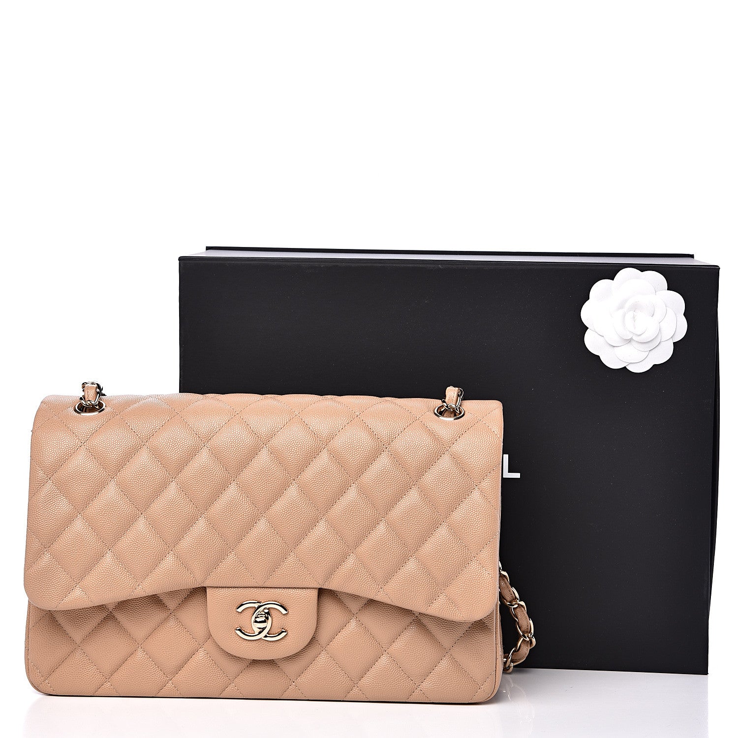Chanel Caviar Quilted Jumbo Double Flap Beige Clair 13 of 13