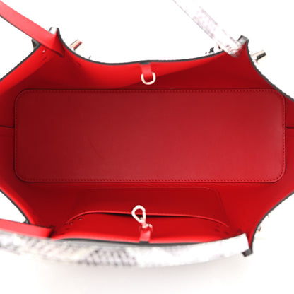 Christian Louboutin Python Embossed Calfskin Spiked Small Cabarock Shopper Tote Silver 4 of 8