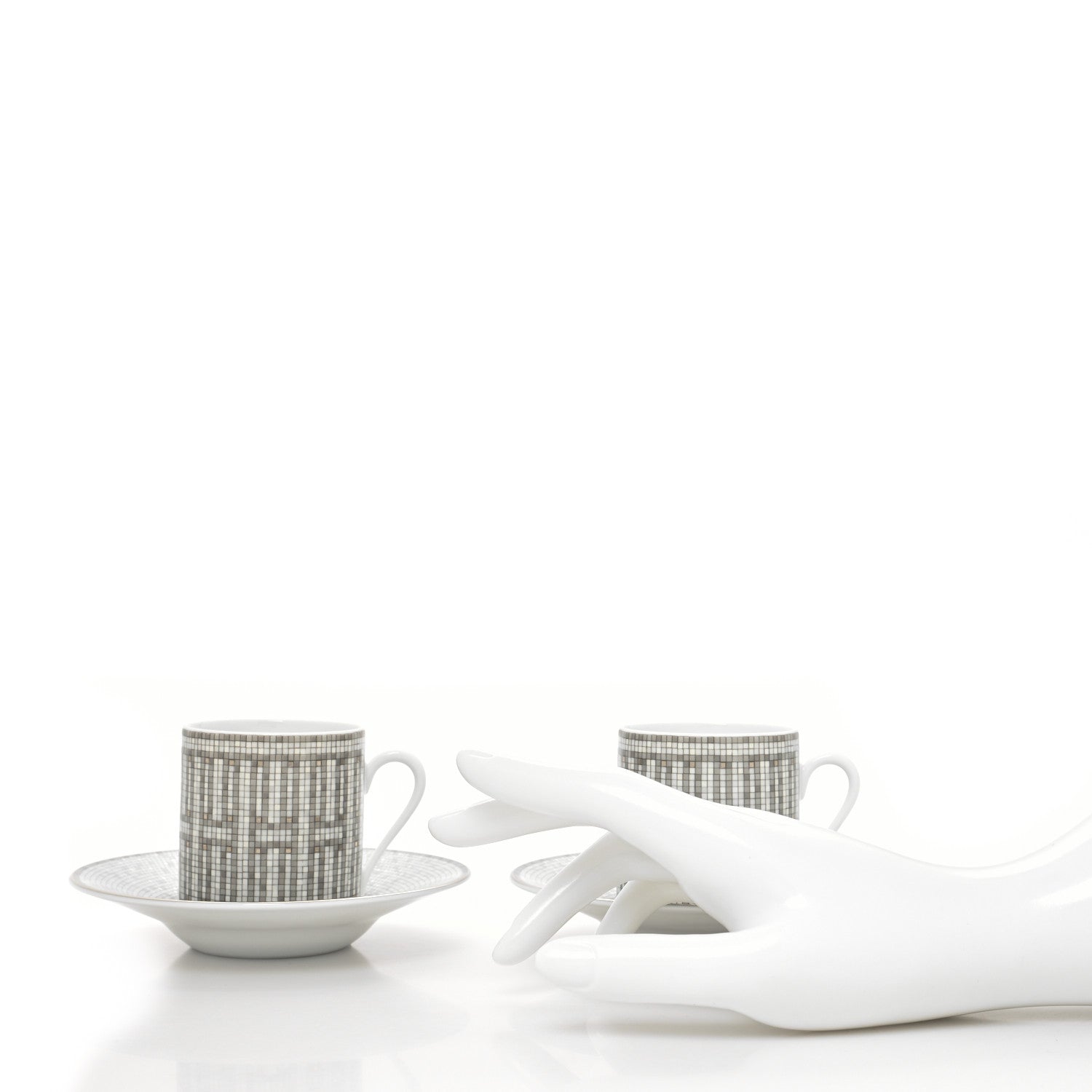 Hermes Porcelain Mosaique au 24 Coffee Cup and Saucer Set of 2 2 of 10