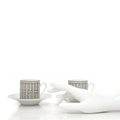 Hermes Porcelain Mosaique au 24 Coffee Cup and Saucer Set of 2 2 of 10
