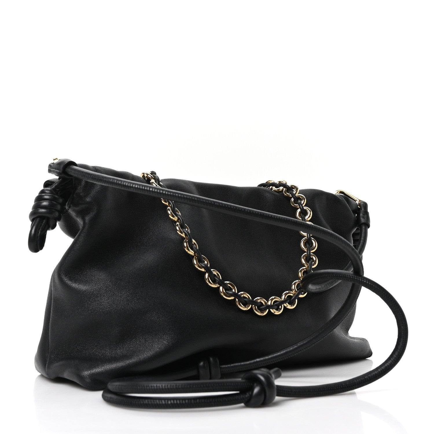 Loewe Mellow Nappa Medium Donut Chain Flamenco Knot Clutch Black 3 of 10