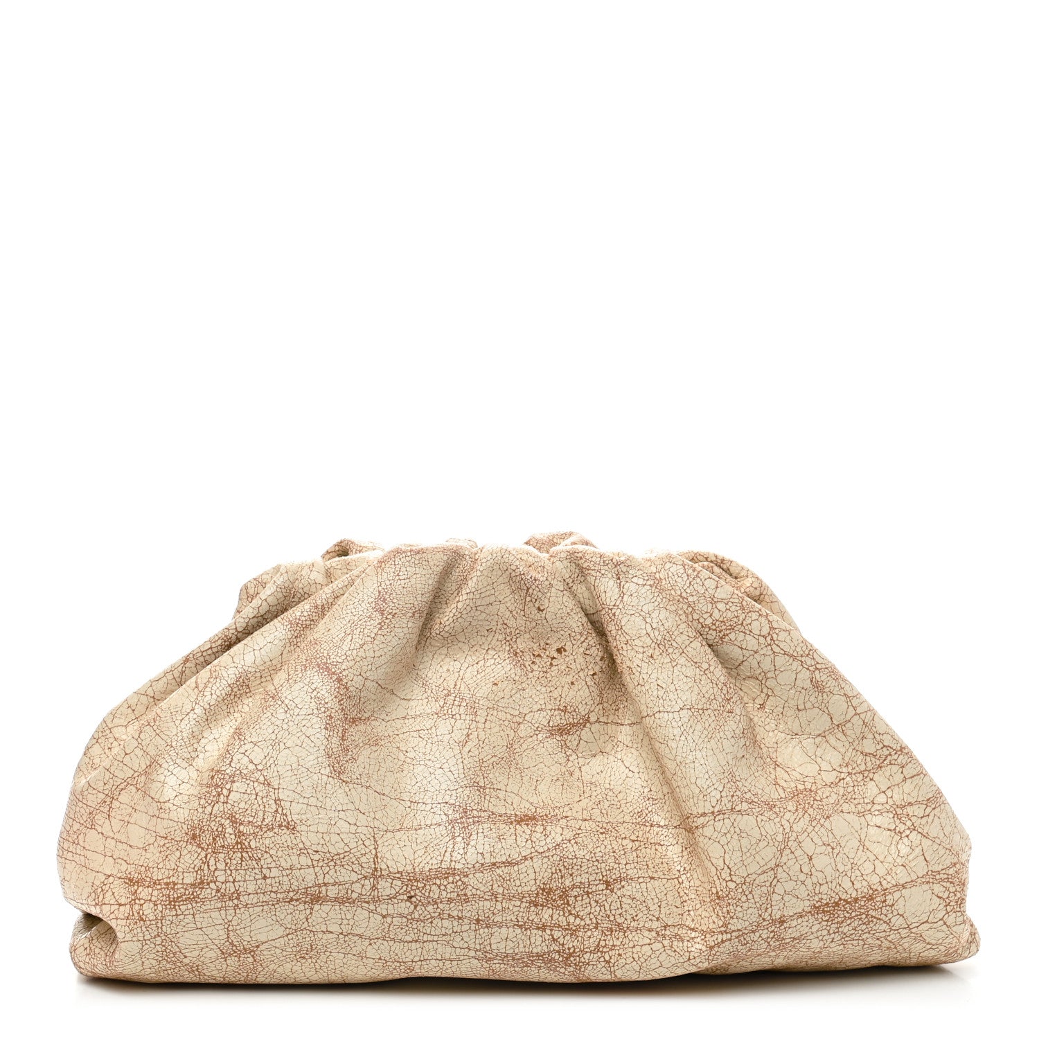 Bottega Veneta Crackled Calfskin The Pouch Oversized Clutch Zabaione 1 of 9