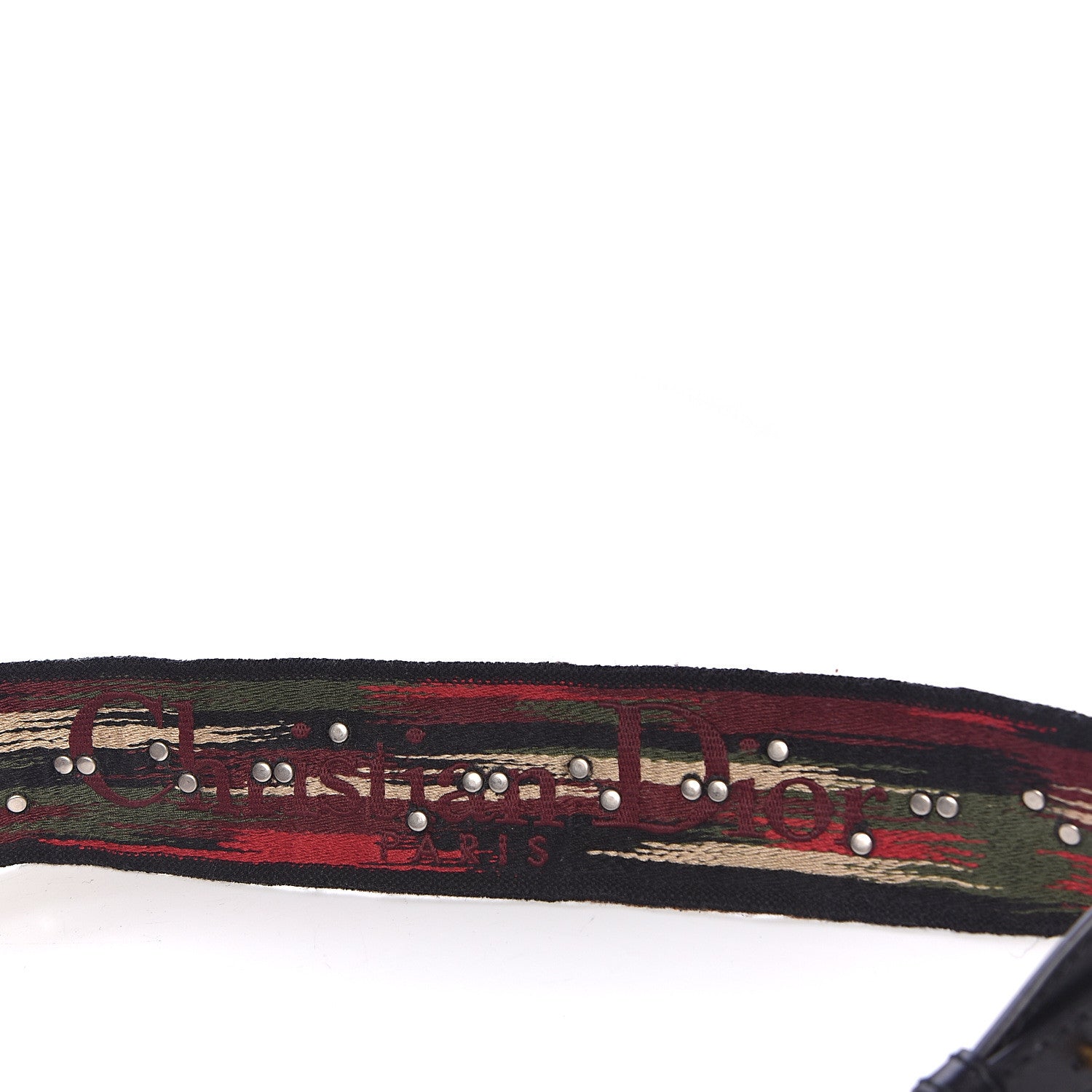 Christian Dior Canvas Embroidered Studded Bohemian Shoulder Strap Red 3 of 5