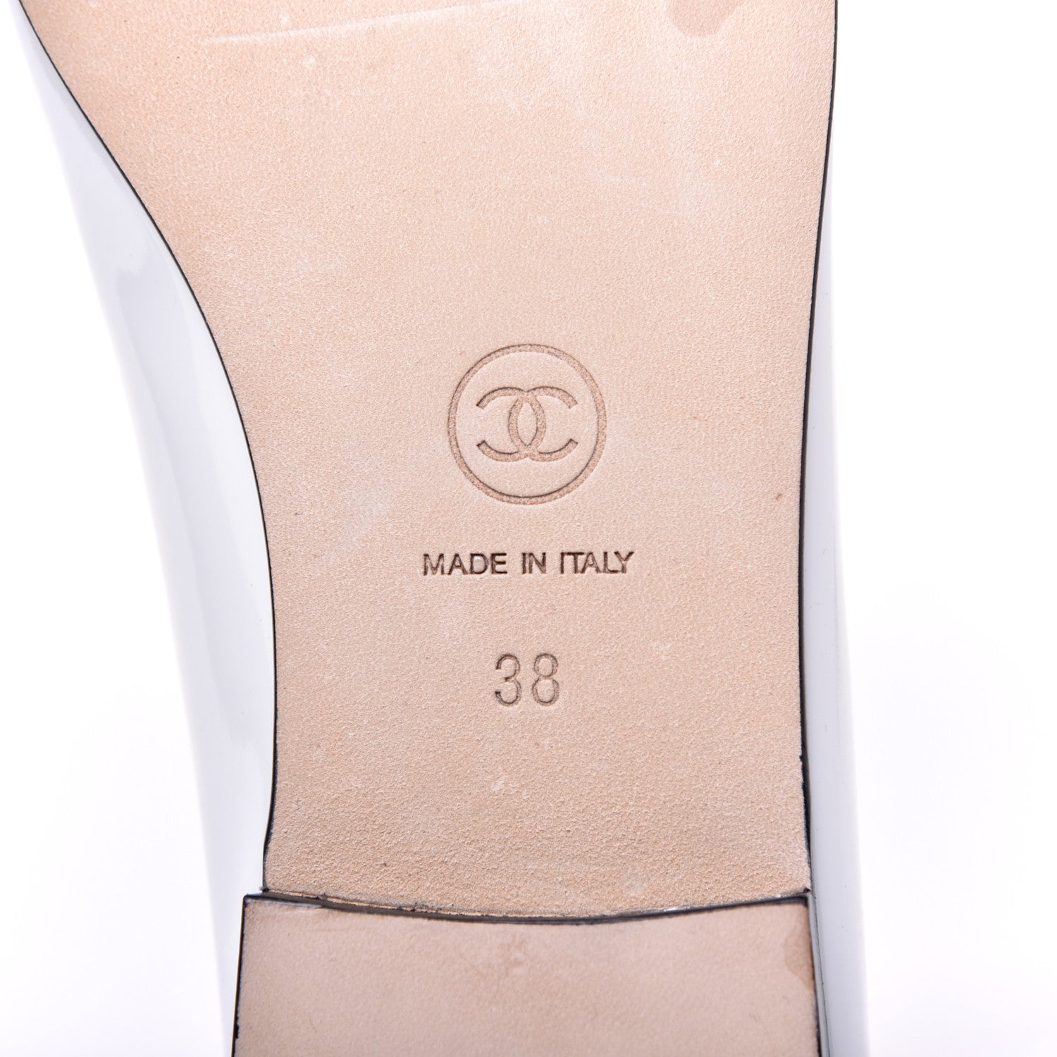 Chanel Calfskin Patent CC Cap Toe Ballerina Flats 38 White Black 7 of 8
