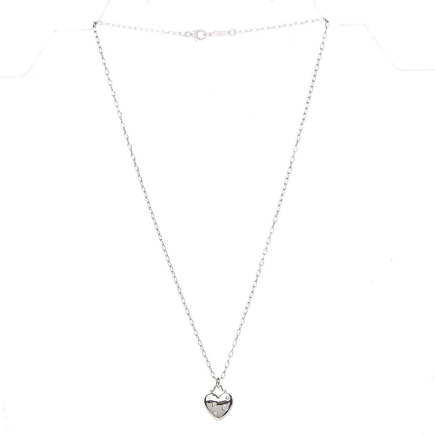 Tiffany 18K White Gold Diamond Etoile Small Heart Pendant Necklace 3 of 7