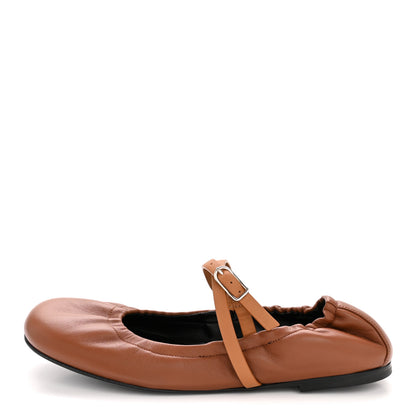 Hermes Nappa Calfskin Jolly Ballerina Flats 38 Gold Naturel 1 of 10