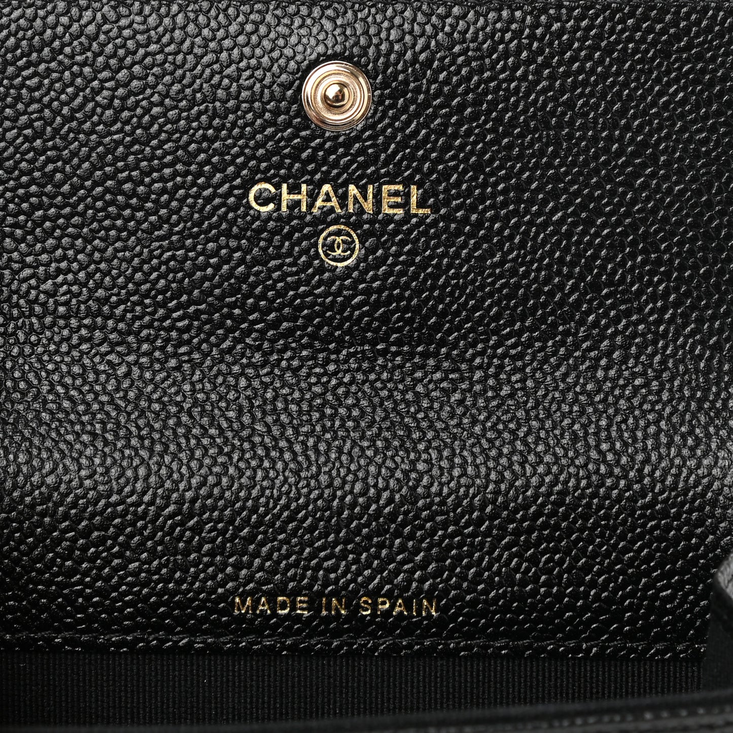 Caviar Quilted Chain CC Flap Card Holder Black