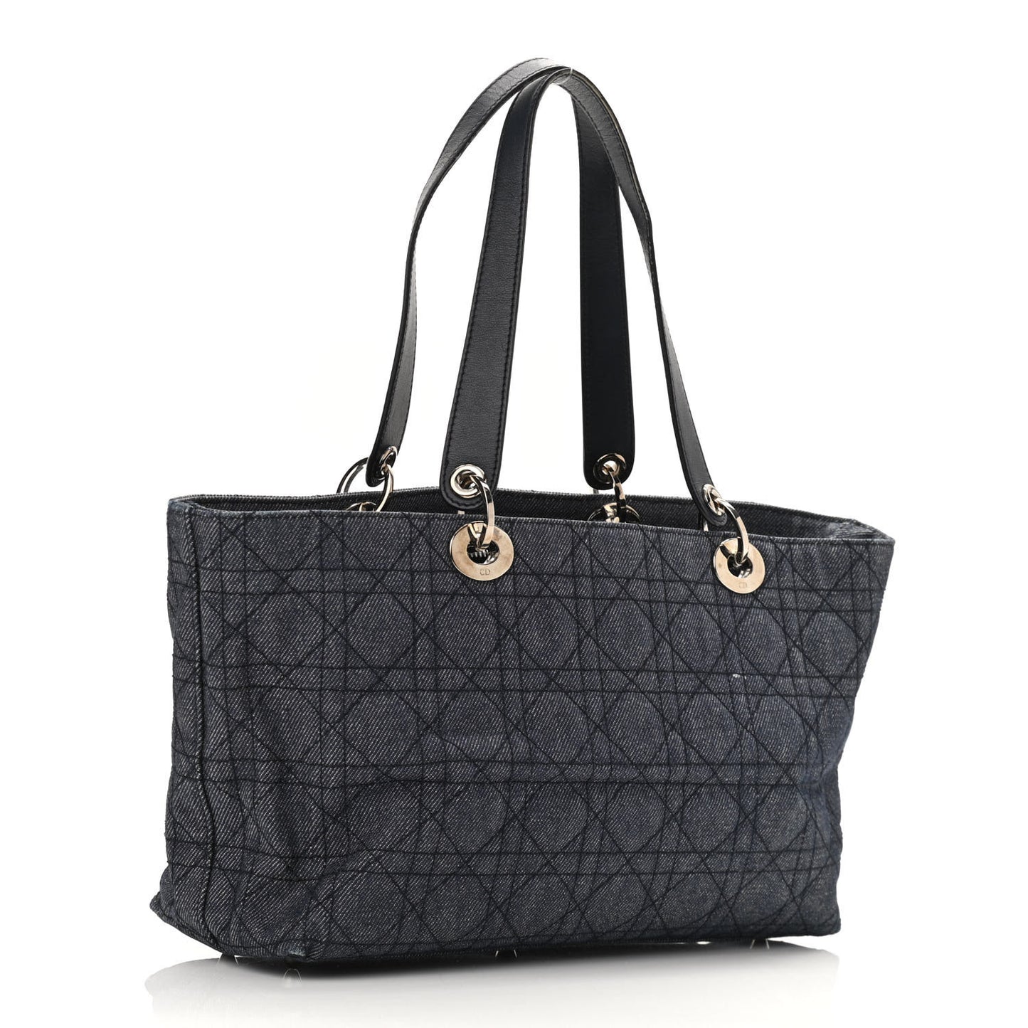 Denim Cannage Lady Dior Shopper Tote Blue