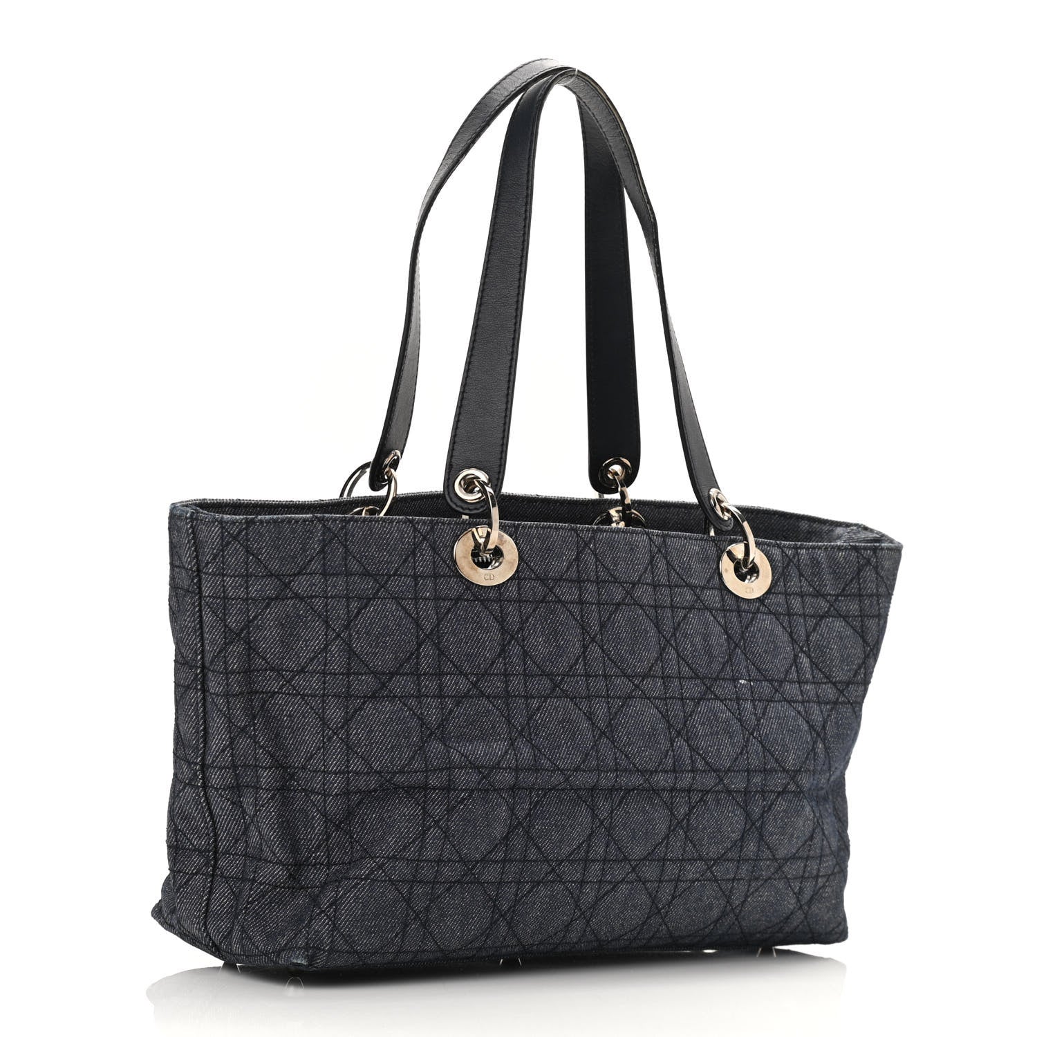Christian Dior Denim Cannage Lady Dior Shopper Tote Blue 3 of 14