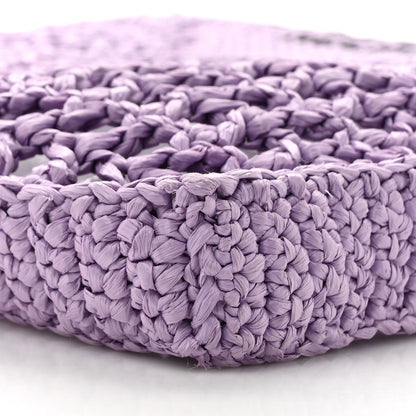 Prada Yarn Raffia Effect Crochet Logo Embroidered Tote Bag Lilium 9 of 10