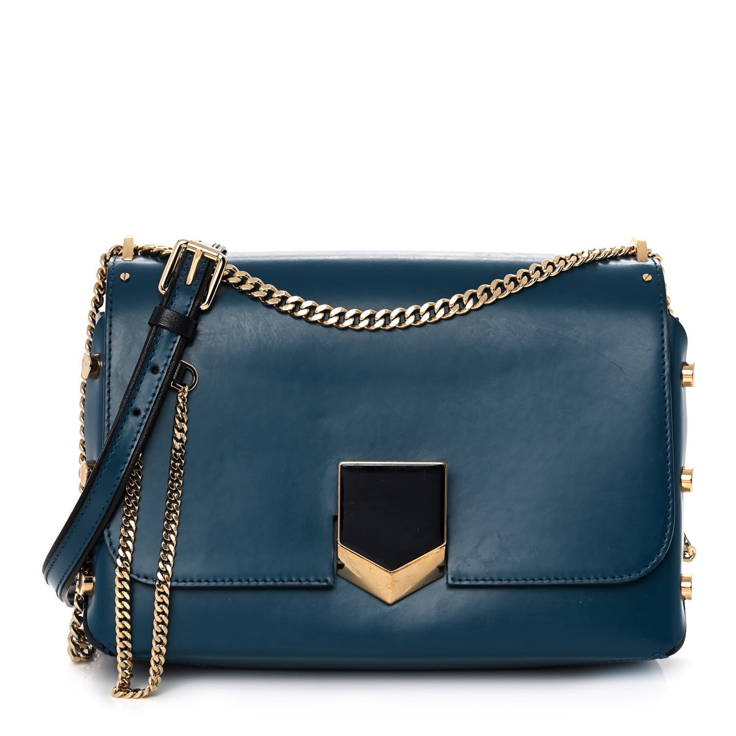 Jimmy Choo Smooth Calfskin Lockett City Shoulder Bag Midnight Blue 1 of 10